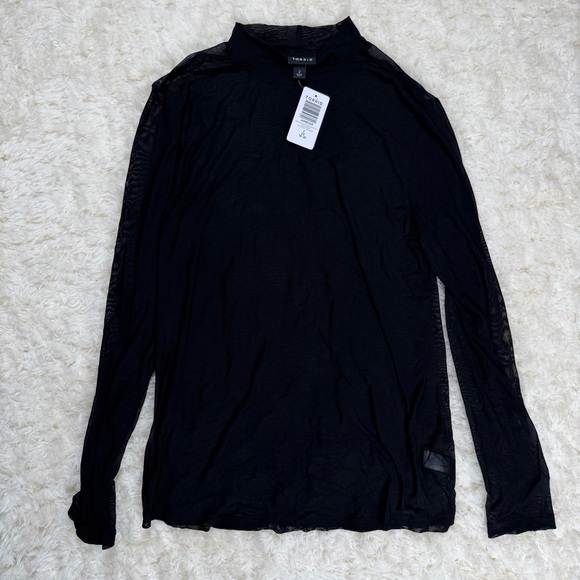 Torrid Mesh Mock Neck Long Sleeve Top Size 2 - Picture 6 of 7